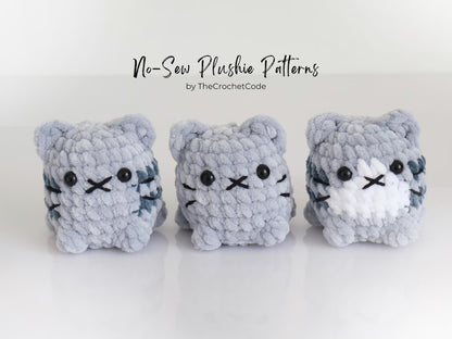 Cute Cat Crochet Pattern No Sew Amigurumi Plush - 9 Beginner Variations, Instant Download PDF