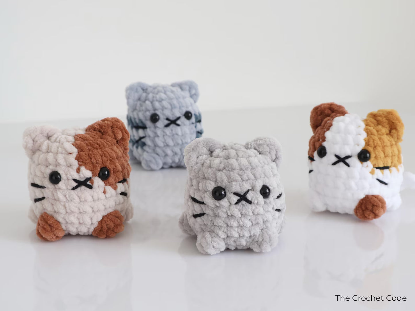 Cute Cat Crochet Pattern No Sew Amigurumi Plush - 9 Beginner Variations, Instant Download PDF