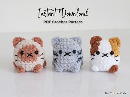 Cute Cat Crochet Pattern No Sew Amigurumi Plush - 9 Beginner Variations, Instant Download PDF