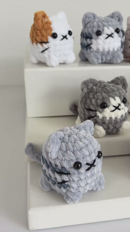 Cute Cat Crochet Pattern No Sew Amigurumi Plush - 9 Beginner Variations, Instant Download PDF